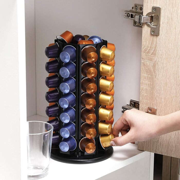 Тримач для капсул кави Bagoo для Nespresso з поворотним механізмом 360° та додатковим відсіком для капсул (56+)