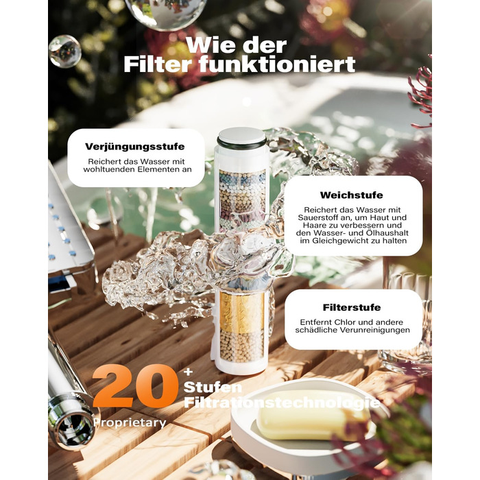 Фільтр для душу Cobbe з шлангом, високонапірна ручна лійка з 20-ступеневою фільтрацією, економна лійка з 6 режимами розпилення, дощова лійка для жорсткої води (чорний матовий)