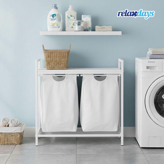 Кошик для білизни Relaxdays з двома відділеннями та полицею
