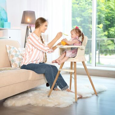 Дитячий стільчик Ezebaby 6-в-1: регульований, з підставкою для ніг, для дітей від 6 місяців (бежевий)