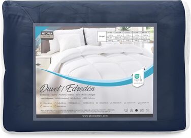 Всесезонна ковдра Utopia Bedding 370 GSM, дихаюча, супер м'яка (200x220 см, темно-синій)