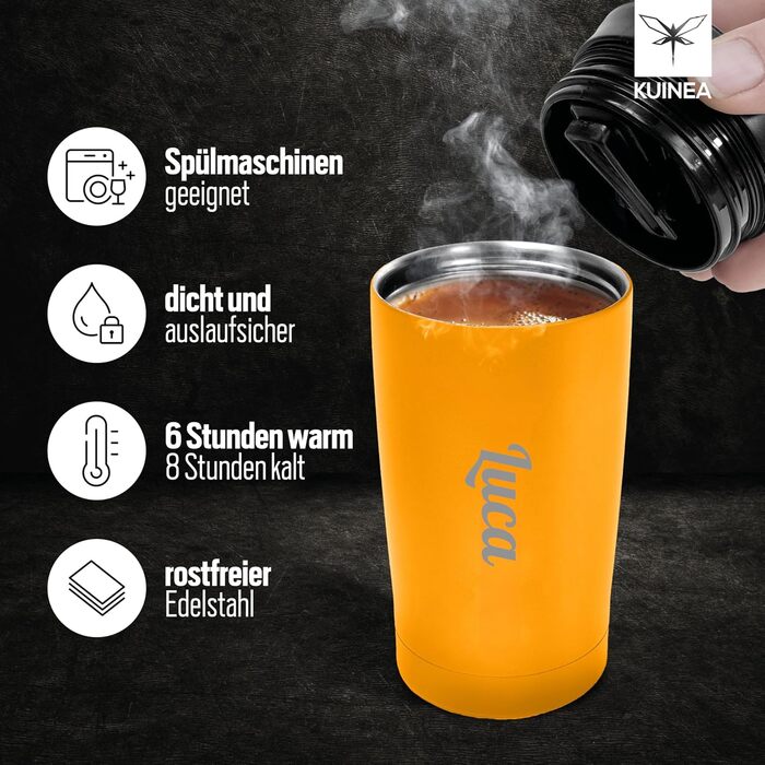 Термокружка з гравіюванням, 350 мл, чорна (з можливістю персоналізації), не протікає