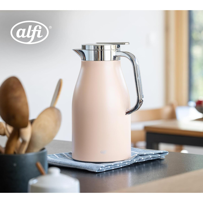 Термос Alfi SKYLINE 1.0л, пастельний колір, нержавіюча сталь, з термоізоляцією, гігієнічний вкладиш з термостійкого скла, поворотний замок з кнопкою, ергономічна ручка, для кави та чаю, BPA-free (1000 мл, Pastel Apricot Mat)