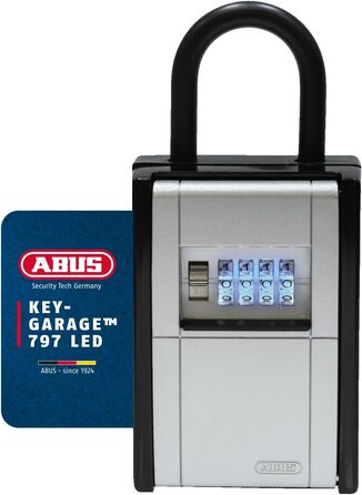 Сейф для ключів ABUS KeyGarage 797 LED з підсвічуванням - чорно-срібний, для ключів та дрібних цінностей