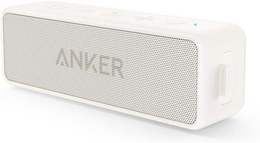 Портативна Bluetooth колонка Anker SoundCore 2, білий колір. Якісний звук, потужний бас, 24 години роботи від акумулятора, водонепроникність IPX7, сумісна з iPhone, Galaxy та іншими пристроями.