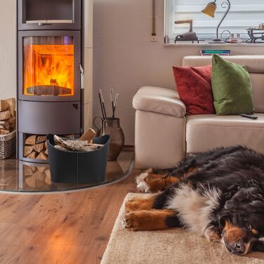 Кошик для дров Relaxdays, штучна шкіра, чорний