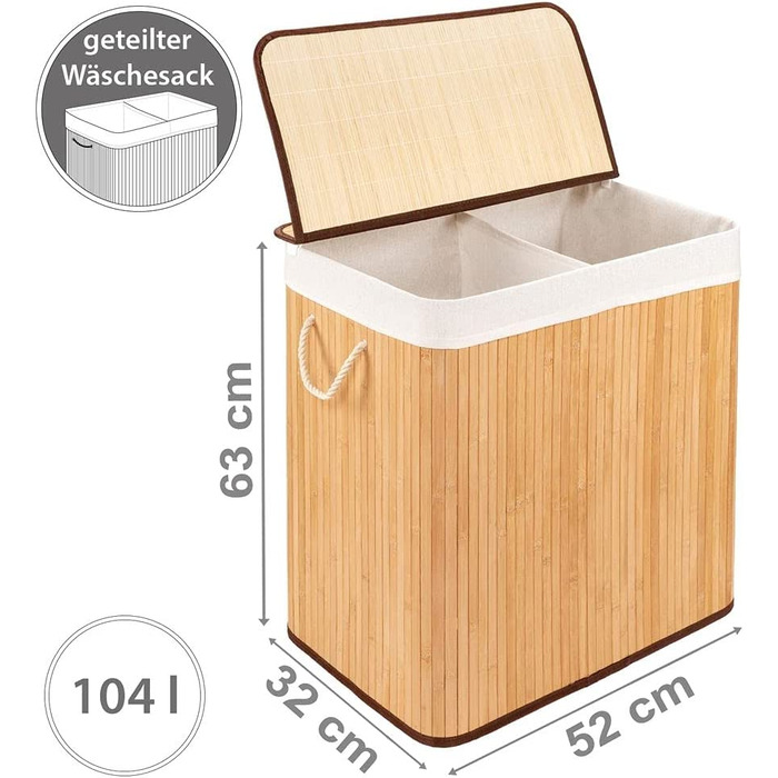 Бамбуковий кошик для білизни PANA ECO з кришкою * дерев'яна сумка для білизни * складаний колектор для білизни * шафа для білизни у ванній * 100 B