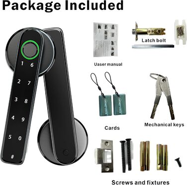 Розумний замок з відбитком пальця, 5-в-1, автоматичний дверний замок з керуванням через додаток/відбитком пальця/IC-картками/паролем/резервним ключем, електронні цифрові замки, підходить для розумних дверей