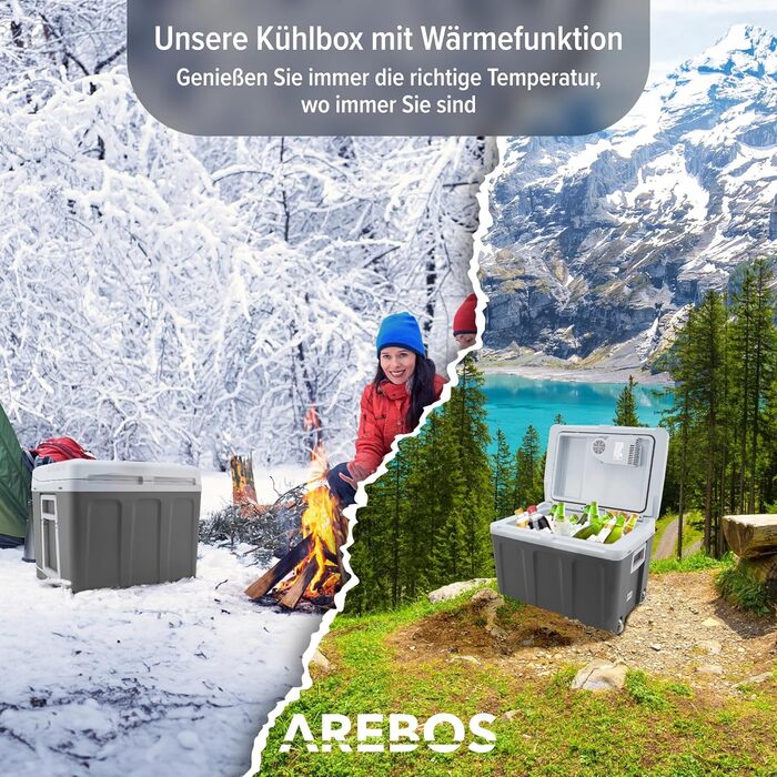 Автомобільний холодильник Arebos 40 л з функцією охолодження та підігріву, 12/230V, ізотермічна сумка-холодильник антрацит