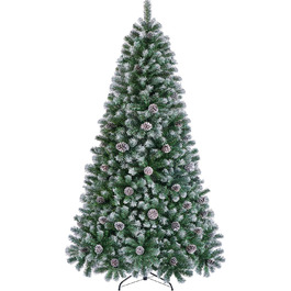 Штучна ялинка Yaheetech 183 см зі снігом та 64 шишками, 920 гілок, вогнестійка, з металевим підставкою та системою швидкого складання