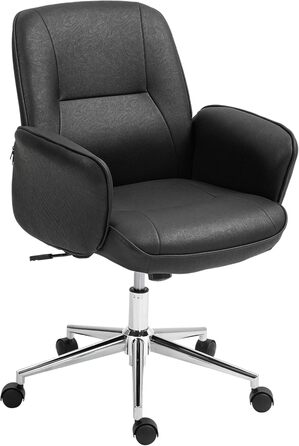 Крісло Vinsetto для офісу та дому: регульоване, поворотне, з функцією гойдання, мікрофібра, до 120 кг, чорне