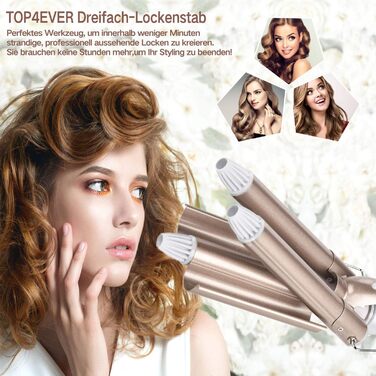 Welleneisen 3 Fässer TOP4EVER: локони для довгих та коротких волосся, 22 мм, регулювання температури
