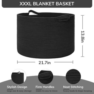 Кошик для зберігання TIMEYARD, кошик у дитячу кімнату, кошик для білизни, кошик для ялинкових прикрас, кошик для ковдр та іграшок, плетений кошик, 55x35см, оливковий (чорний)