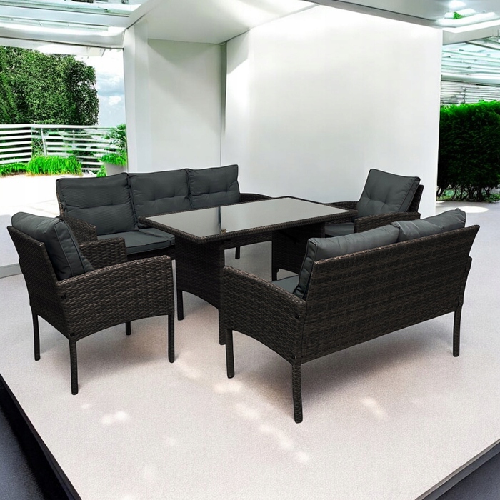 Комплект садових меблів IdealGarden із техноротанга, коричневий, 5 предметів