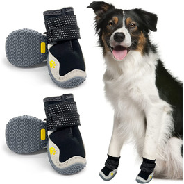 Черевики для собак AQH, 4 шт. дихаючі черевики для собак зі світловідбиваючими ремінцями, захист лап для собак з мікрофібри з гумовою ромбічної підошвою (8) Широкий розмір 8 6,8-7,4 см
