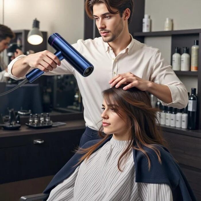 Професійний іонізаційний фен для волосся CONFU 1700W, складаний фен з магнітним диффузором та стилізуючою насадкою, низький рівень шуму, синій