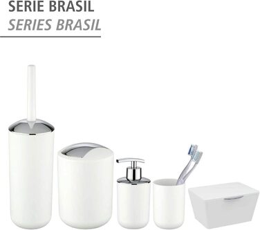Відро для косметики WENKO Brasil S, 2 л, для сміття у ванній кімнаті, з поворотною кришкою, ударостійке, без вмісту BPA, Ø 14x21 см, біле