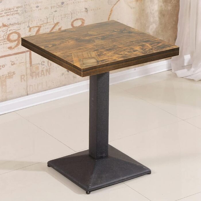 Стол кухонний Homewell квадратний на одній ніжці, 60x60x75 см, коричневий (вінтажний дизайн годинника), для 4 осіб