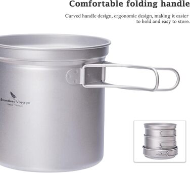 Набір посуду для кемпінгу Boundless Voyage з титанових казанів та сковород, для пікніків та відпочинку на природі (Ti1586B)