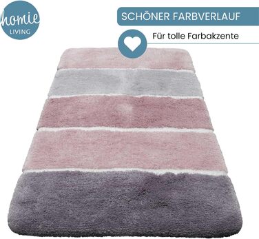 Килимок для ванної кімнати з м'якого флюсу, антиковзаючий, пральний, Rio Marina (70 x 120 см, Рожево-сірий-сріблястий)