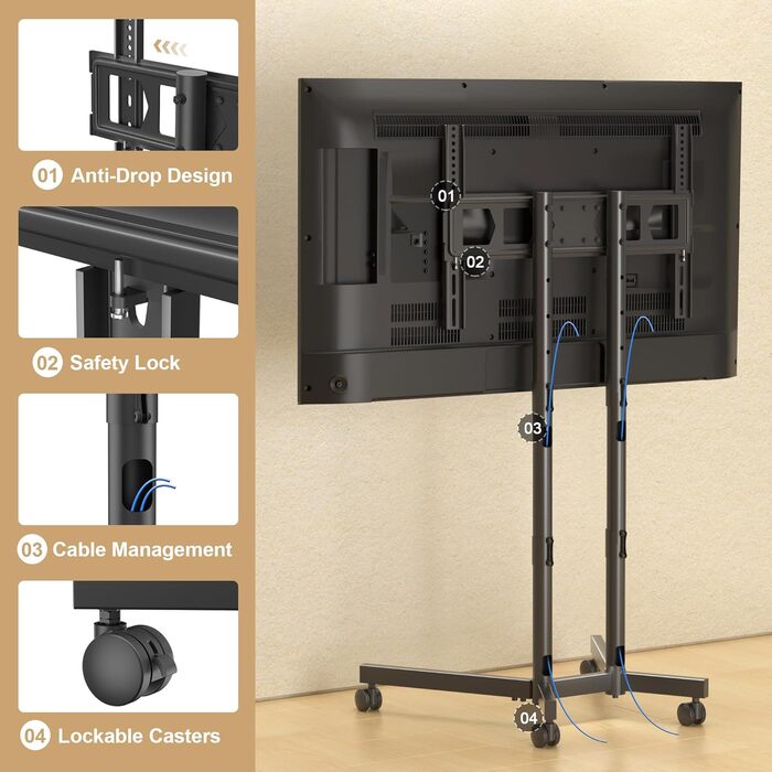 Підставка для телевізора XINLEI ML70A з колесами, 32-75 дюймів, до 40 кг, VESA 600x400