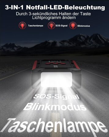 Powerbank для автомобіля з компресором 150 PSI, 7000A, 12V, 8L/10L (бензин/дизель), LED-ліхтарик