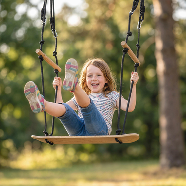 Скейтборд-гойдалка дитяча з регульованою висотою, нековзним покриттям, всепогодним тросом та ручками, чорний