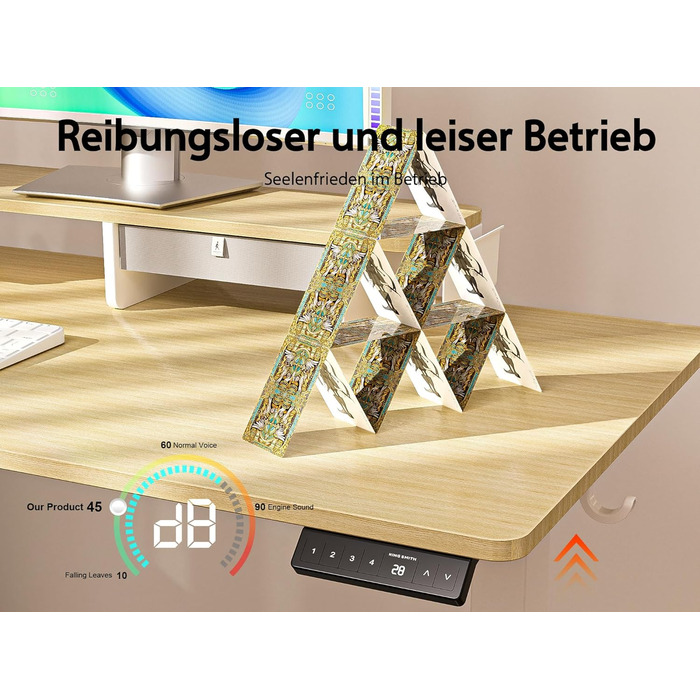 Регульований стіл WALKINGDESK для дому та офісу: електричний, з ящиками, полицями та гачками (140x60 см, дуб)