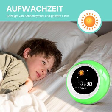 Дитячий ліхтарик-годинник Kinderwecker: тренажер сну, звукова машина, таймер, 9 кольорів - для хлопчиків та дівчаток (синій)