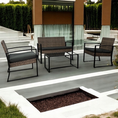 Комплект садових меблів NM-08 MTG, техноротанг, світло-коричневий