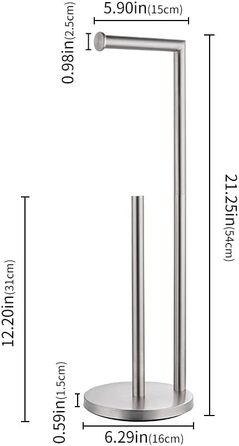 Тримач для туалетного паперу ketiped для ванної кімнати, окремо стоїть, з запасним місцем для зберігання і нековзним дном, нержавіюча сталь SUS304, тримач для рулонів Jumbo, ZJ-001MB (матовий нікель)