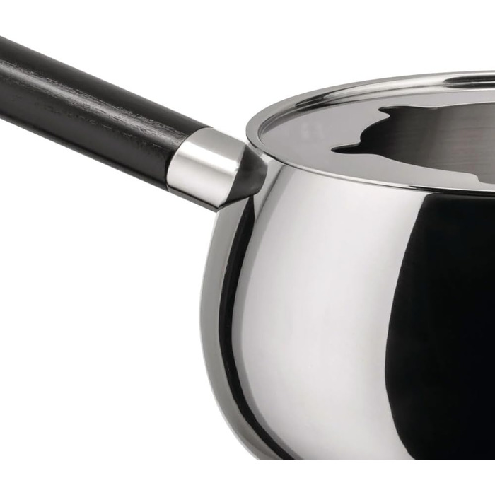 Набір для фондю Alessi Mami Bourguignon: каструля з нержавіючої сталі 18/10, пальник, підставка, дерев'яна ручка (діаметр 16 см)