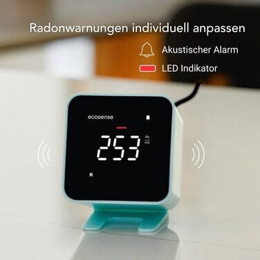 Виявлення радону Ecosense EB100 EcoBlu: моніторинг за 10 хвилин, простий у використанні, білий (блакитний)