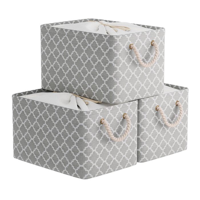 OUTBROS Коробки для зберігання 33 x 23 x 20 см, 3 шт. (Сірий, з мішком, ручка, складні)