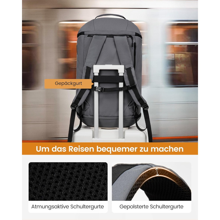 Спортивна сумка LOVEVOOK для чоловіків з відділенням для взуття, 65L, сіро-чорна