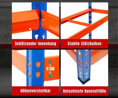 Стелаж для шин PROREGAL Tiger XL: 200x150x45 см, 300 кг навантаження, до 18 шин (205/55 R16), блакитно-помаранчевий | Стелаж для автосервісу, складу, підвалу