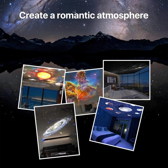 Проектор зоряного неба Planetarium Sternenprojektor: 13 в 1 LED-проектор галактики з 12 плівками. Ідеально для дитячої кімнати, вітальні, вечірки. Чорний та білий.