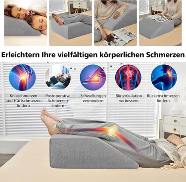 Підставка для ніг Costway з піною з пам'яті, подушка для підйому ніг, для підтримки ніг та колін, сіра