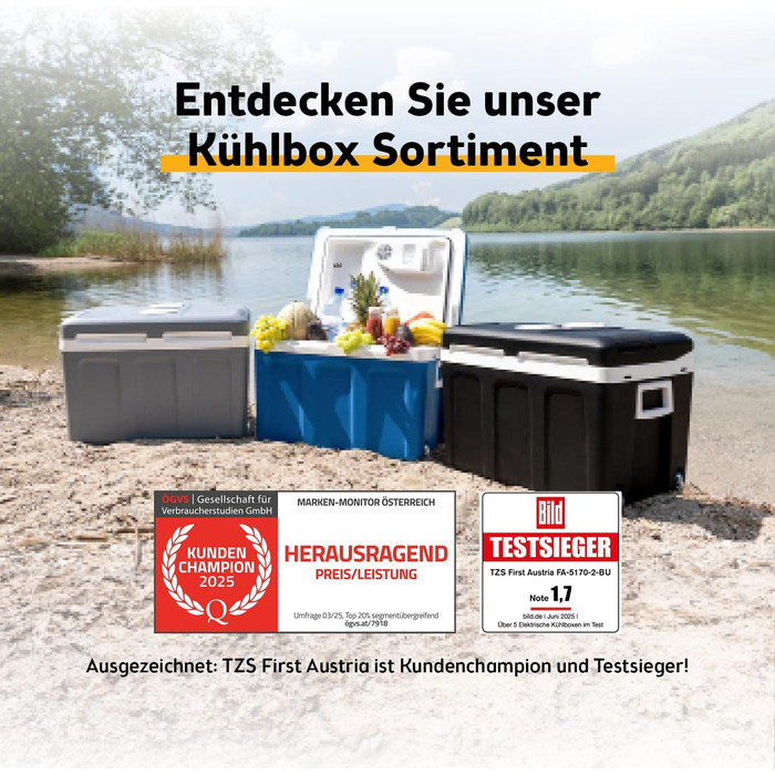 Автомобільний холодильник/термос First Austria 45L (12/230V), чорний - для кемпінгу, подорожей, фестивалів. З колесами.