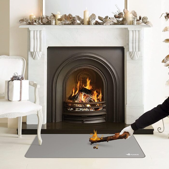 Вогнестійкий килимок для каміна FLASLD 91х122 см сріблясто-сірий