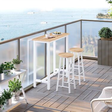 Набір барних стільців WOLTU: стіл та 2 стільці з металу та дерева (100x40x100 см, світлий дуб)