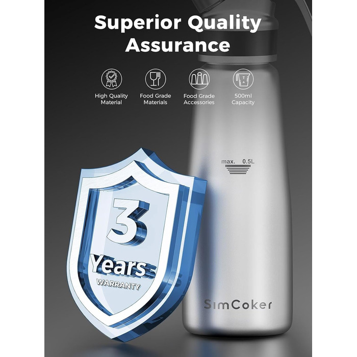 Пристрій для збивання вершків, алюмінієвий сифон для вершків 500мл, з набором насадок та аксесуарів