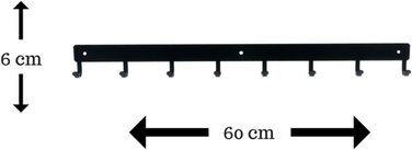 Гачки для одягу чорні 60 см ширина XXL 8 гачків вішалка для ключів міжкімнатні двері сучасні гачки для одягу на гвинтах з нержавіючої сталі настінна вішалка для одягу