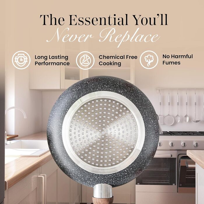 Набір каструль та сковорідок з антипригарним покриттям Nuovva - 15 предметів, з кришками, для індукційних плит, з гранітним покриттям