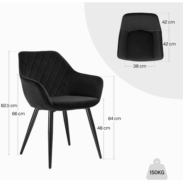 Набір обідніх стільців WOLTU 2 шт. з м'якими сидіннями, зелені, з металевими ніжками. Підходять для кухні, вітальні, їдальні.