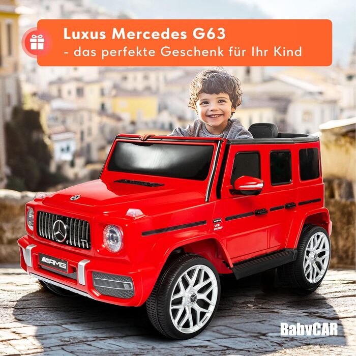 Електромобіль Mercedes G63 AMG для дітей, ліцензія, 12V, з пультом, MP3, червоний
