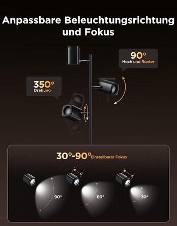 Світлодіодна підлогова лампа Govee 3-Flammen RGBWW, Matter, 1500lm, сумісна з Alexa, 64+ сцени, синхронізація з музикою, 157см, чорна для вітальні, спальні, кабінету