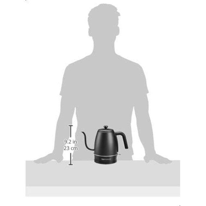 Електричний чайник на гусячій шиї з нержавіючої сталі DomopolisCommercial, середній/маленький, чорний, 11,11 x 5,75 x 8,62 см