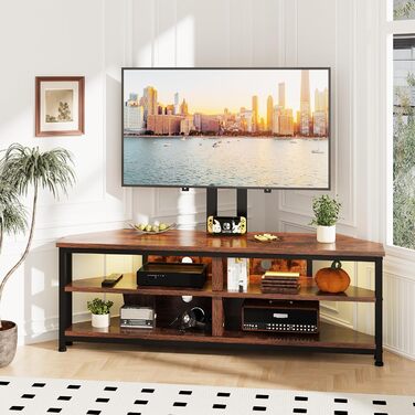 Тужба з полицями та кріпленням для телевізора Dripex кутова низька 120 см з LED підсвіткою