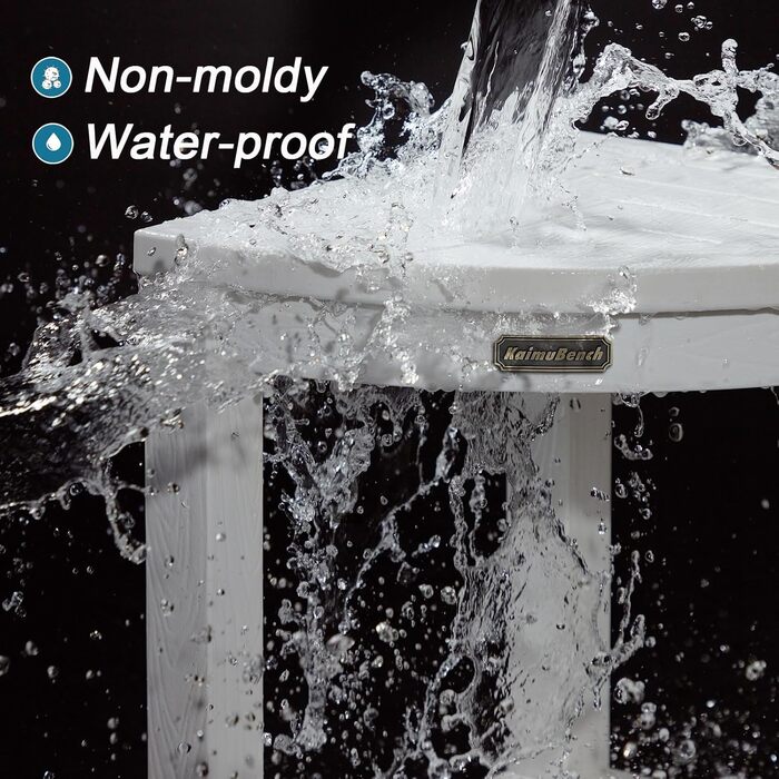 Двомісний стілець для душу Eck-Duschhocker, водонепроникний, з полівудних матеріалів, білий. Зручний стілець для душу та ванної кімнати, стійкий, з регульованими ніжками.